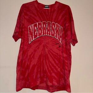 Vintage Fruit of the Loom Red Nebraska Cornhuskers Tie Dye Short Sleeve Tee